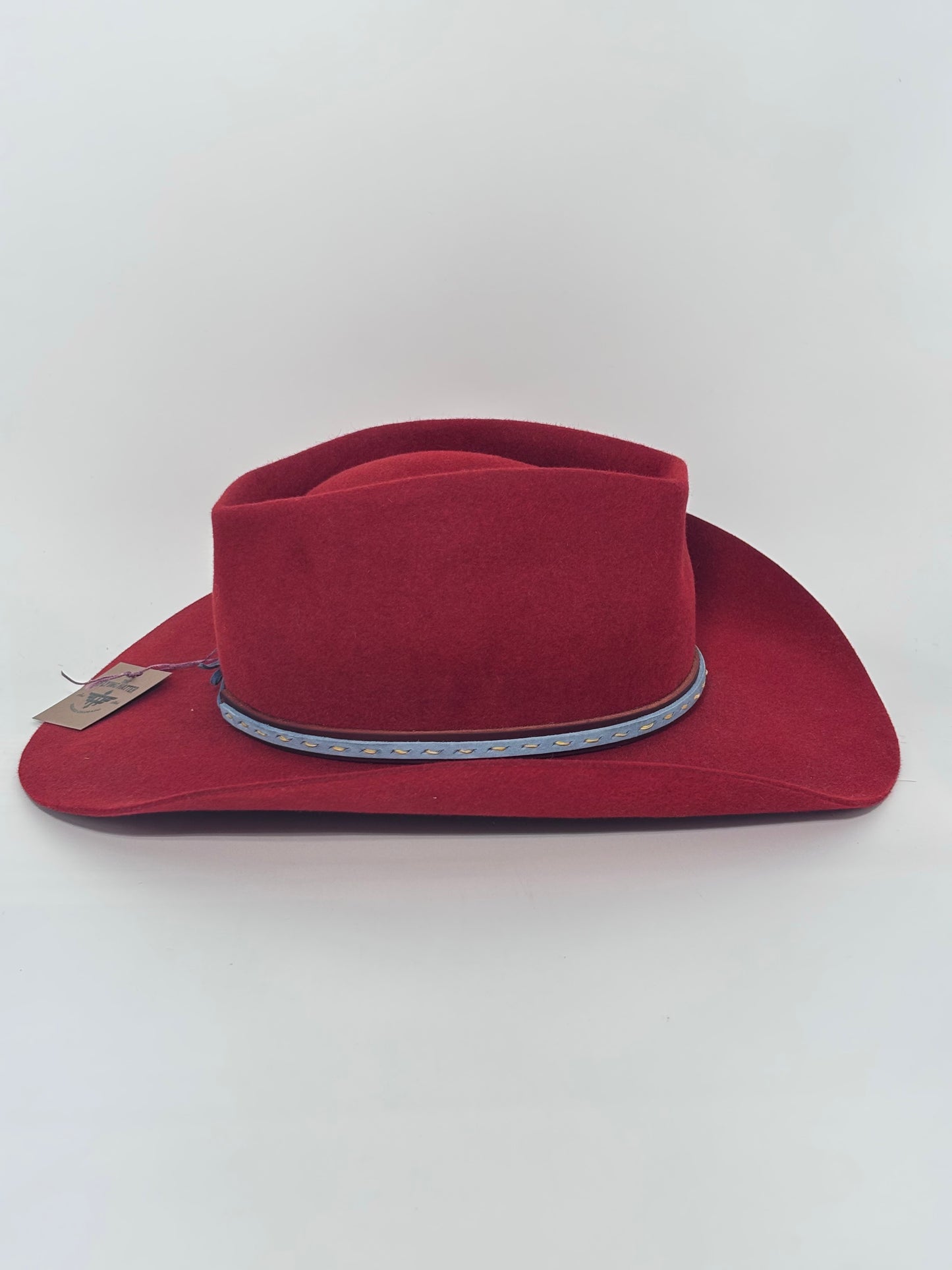 Red Coffin Pinch- Custom Felt Hat