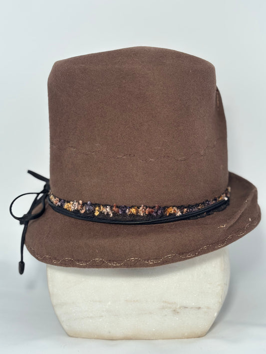 Brown Abstract Pinch - Milliner Felt