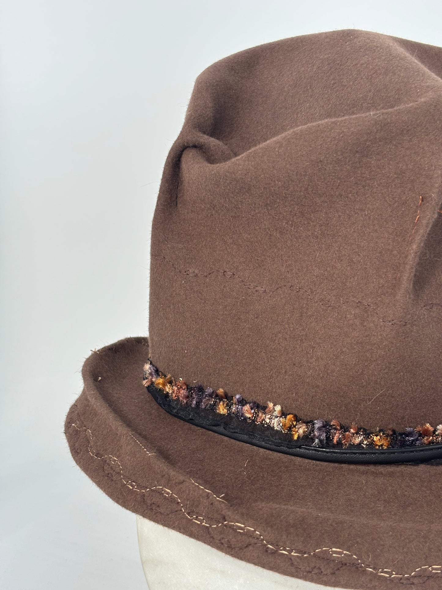 Brown Abstract Pinch - Milliner Felt