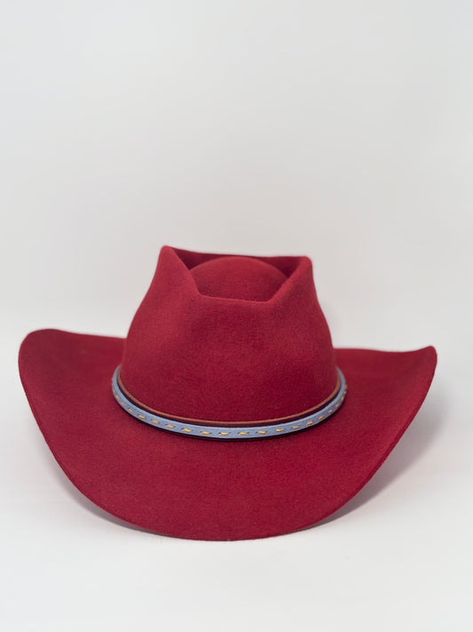 Red Coffin Pinch- Custom Felt Hat