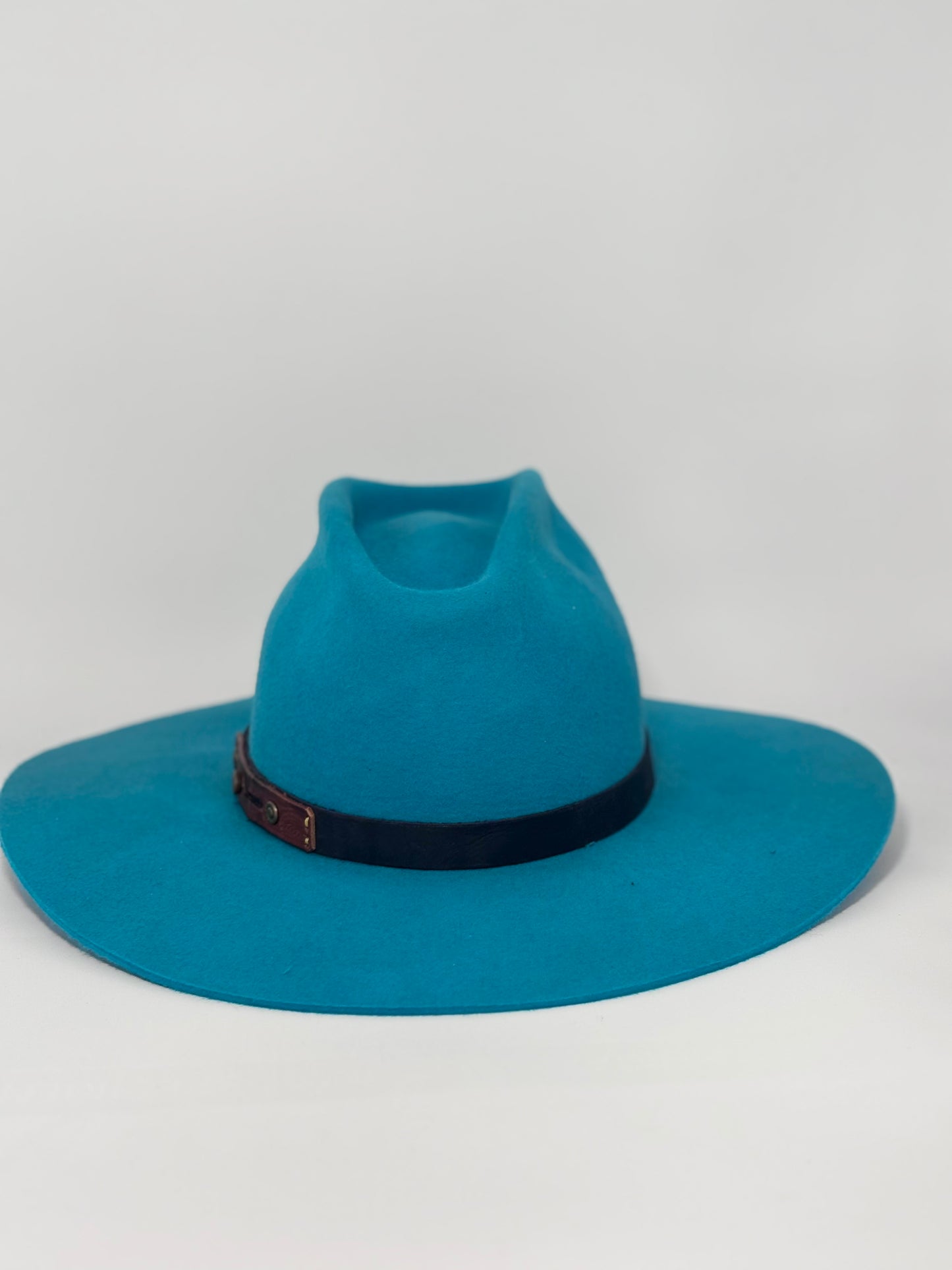 Turquoise Pinched- Custom Felt Hat