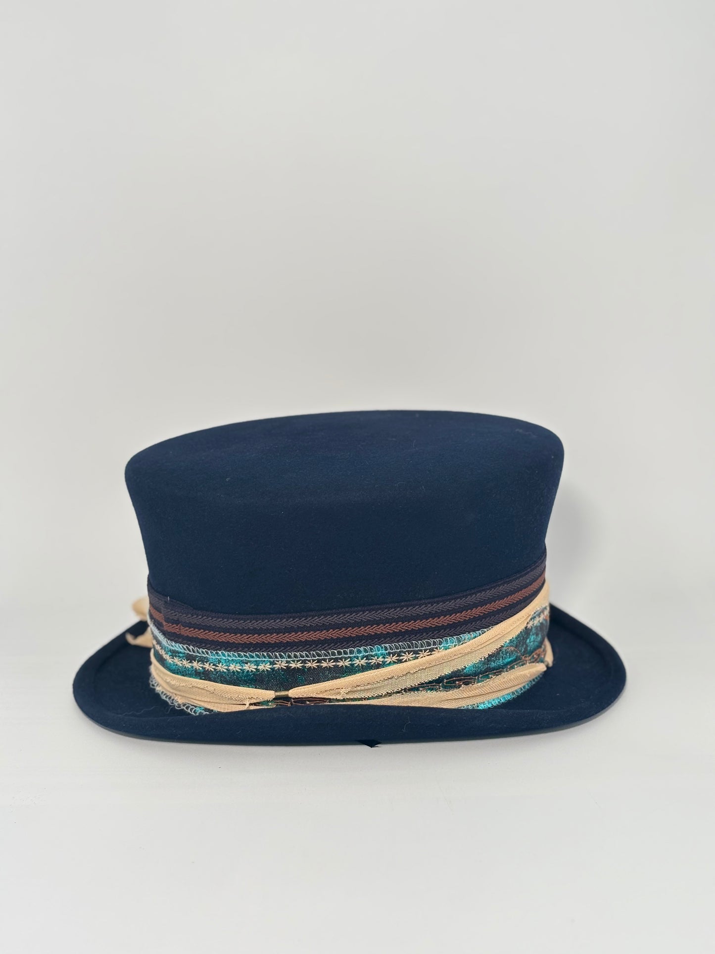 Navy Blue Top Hat- Custom Milliner Hat