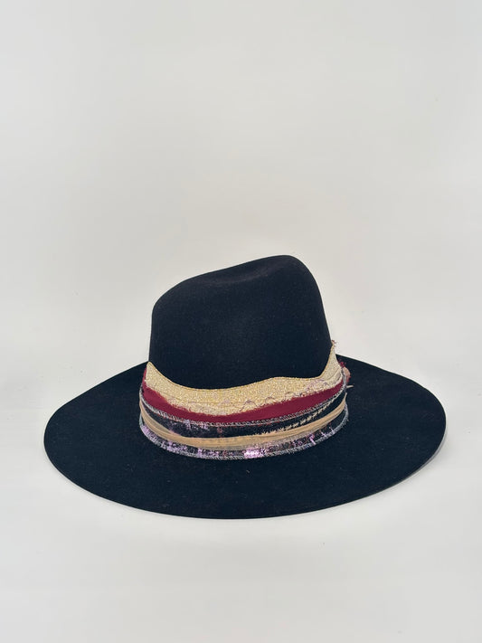 Black Asymmetrical- Custom Felt Hat